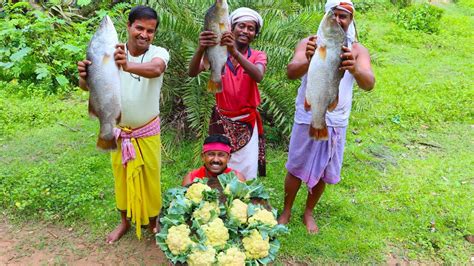 VETKI fish curry | cauliflower vetki fish curry and more cooking for tribal village people and ...