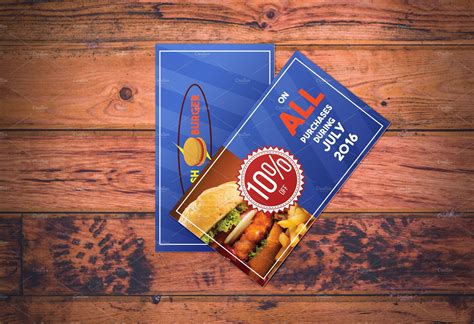 Fast Food Restaurant Coupon | Card Templates ~ Creative Market