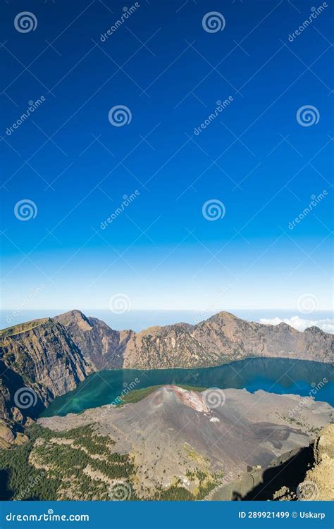 Mount Rinjani Crater and Lake View from Summit Stock Image - Image of ...