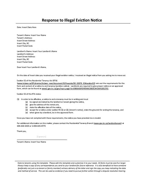 Eviction Response Letter Template | PDF