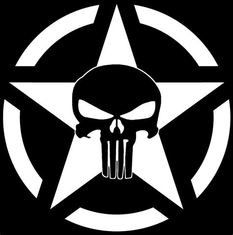 Military Star Jeep Punisher Skull Decal Vinyl Sticker Wrangler Rubicon ...