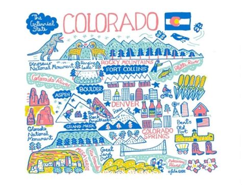 Colorado | Illustrated map, Colorado travel poster, Colorado map