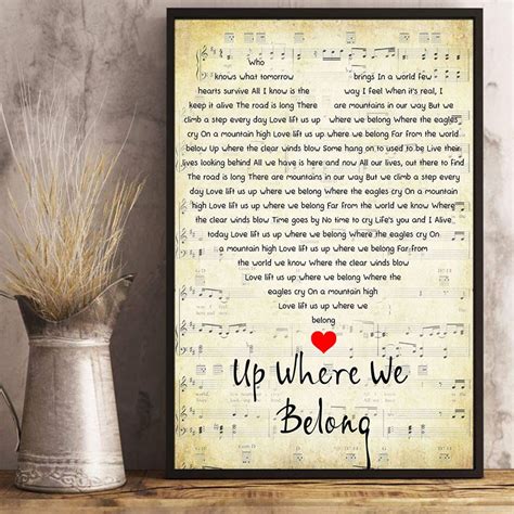 Up Where We Belong Lyrics Song Poster Heart Shape Posters Gift | Etsy