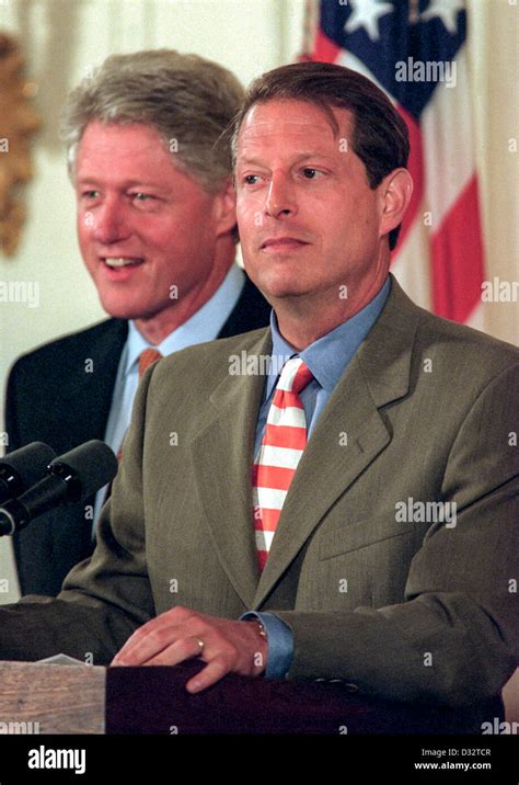 US President Bill Clinton and Vice President Al Gore during a light ...