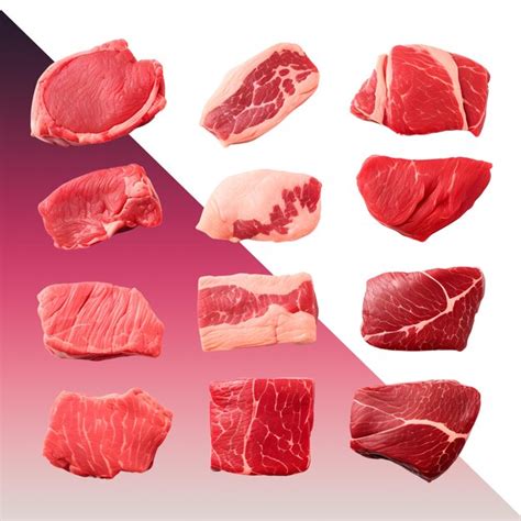 Premium PSD | Set of raw fresh beef cuts