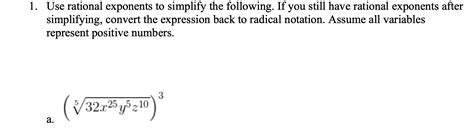 Solved Use rational exponents to simplify the following. If | Chegg.com