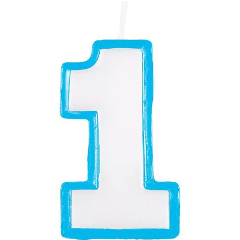 Blue Outline Number 1 Birthday Candle 1 1/2in x 2 1/2in | Party City