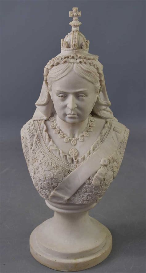 Lot 61 - A marble resin bust of Queen Victoria, 40cm