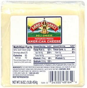 Land O Lakes American, White Deli Cheese - 16 oz, Nutrition Information | Innit