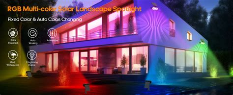 Outdoor Lights RGB Spotlights, Nopoor 2-in-1 Solar Outdoor Lights, RGB Landscape Light ...