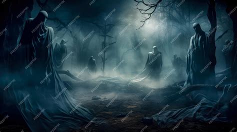 Premium AI Image | Haunted Burial Spooky Graveyard at Night