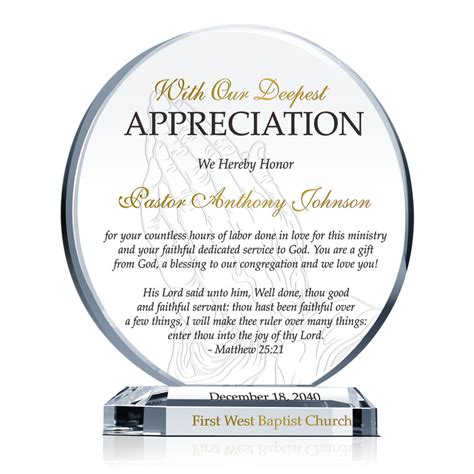 Pastor Appreciation Plaques And Awards Images