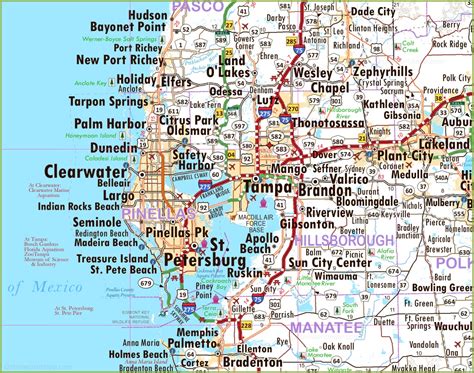 Map of Clearwater, Tampa and St. Petersburg - Ontheworldmap.com