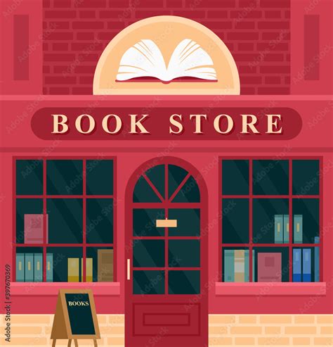 Vetor do Stock: City building vintage book store facade vector illustration. Cartoon house ...