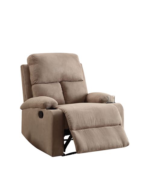 ACME Rosia Light Brown Microfiber Recliner with Cup Holder - Walmart.com