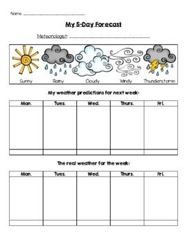 5 Day Forecast by Elementary Basics | Teachers Pay Teachers