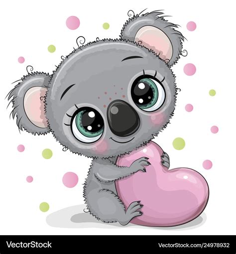 Cute cartoon koala with heart Royalty Free Vector Image