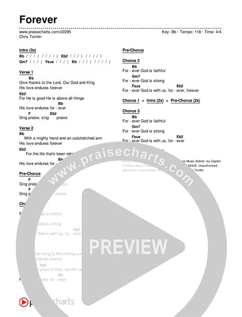 Forever Chords PDF (Chris Tomlin) - PraiseCharts