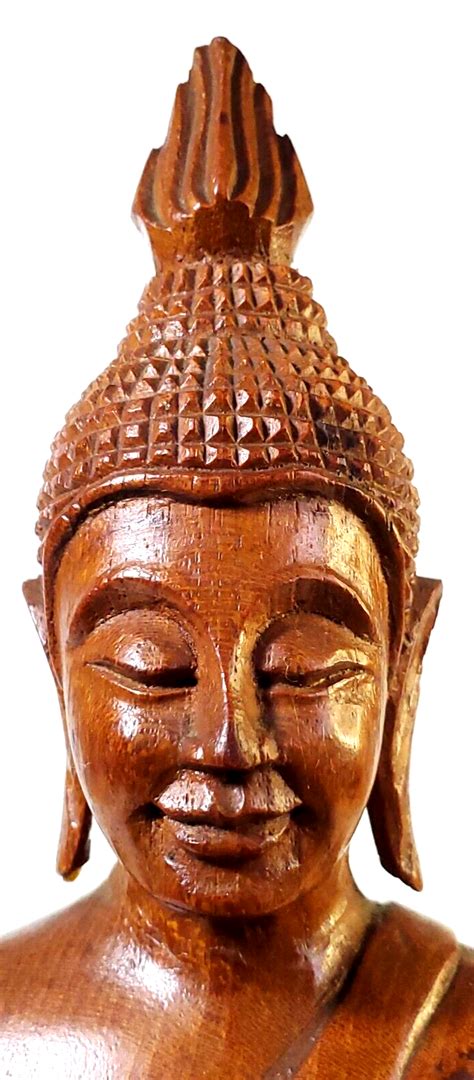 Seated Vintage Brown Buddha Solid Wood Table Shrine Statue 11x6 | eBay