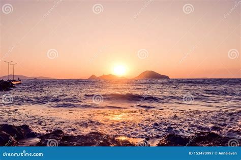 Summer Sunset at the Mediterranean Sea Coast, Seascape and Mountain ...