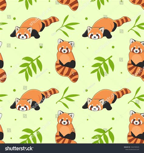 Seamless Pattern Cute Red Panda Bamboo Stock Vector (Royalty Free ...