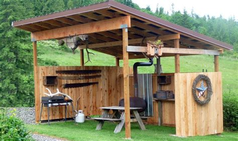 Outdoor Rooms: Covered picnic shelter/ outdoor kitchen area | Bbq shed, Backyard, Outdoor shelters