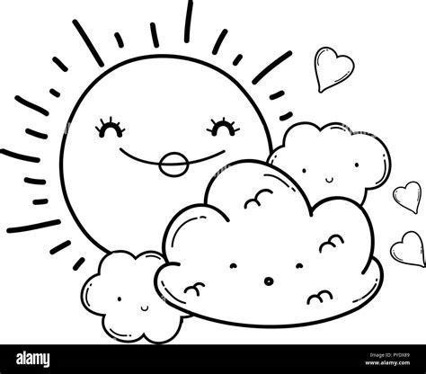 Sun And Clouds Clipart Black And White