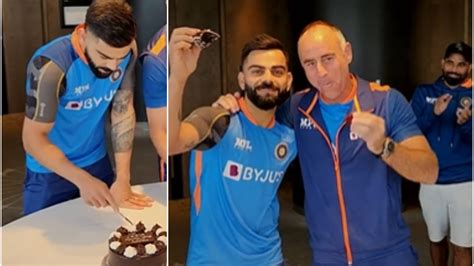 T20 World Cup 2022: WATCH – Virat Kohli cuts cake as Indian squad ...