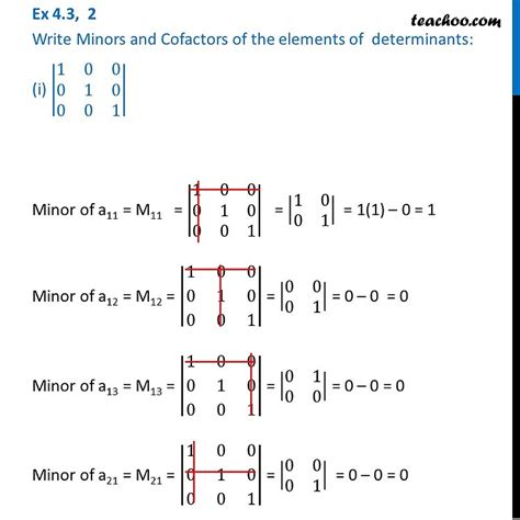 Ex 4.3, 2 (i) - Write Minors and Cofactors of the 3x3 Determinant