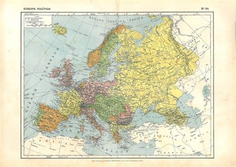 Items similar to Vintage Map of Europe 1910s Political Division on Etsy