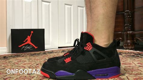 Air Jordan 4 IV Raptors Black Court Purple On Foot - YouTube