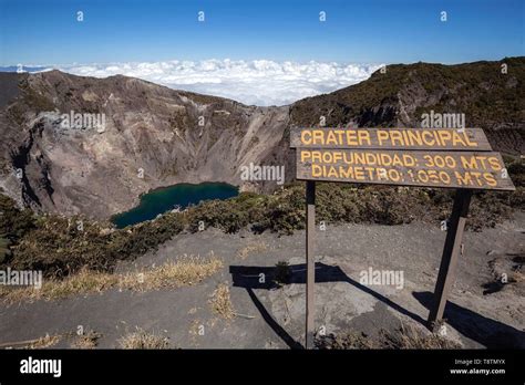 Main crater Irazu Volcano with blue crater lake, Irazu Volcano National ...