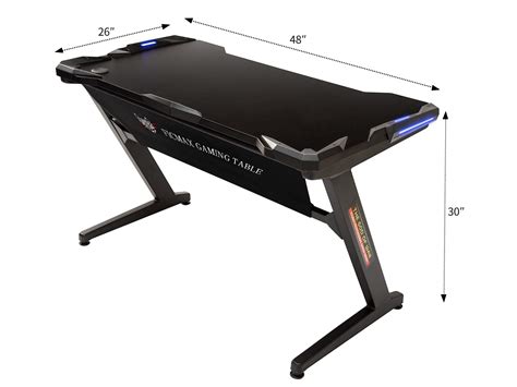 Ficmax Gaming Desk Z Shape Gaming Computer Desk with LED Light Pro Gamer Computer Table with ...