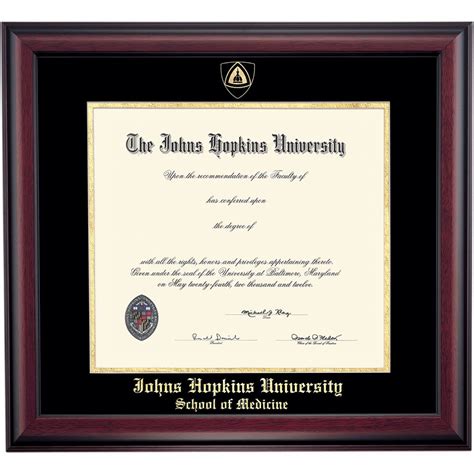 Johns Hopkins Medicine School Color Traditional Diploma Frame