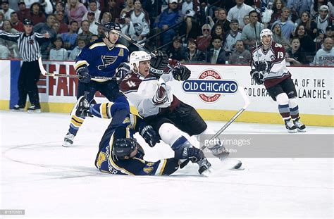 playoffs, Colorado Avalanche Rob Blake in action vs St, Louis Blues ...