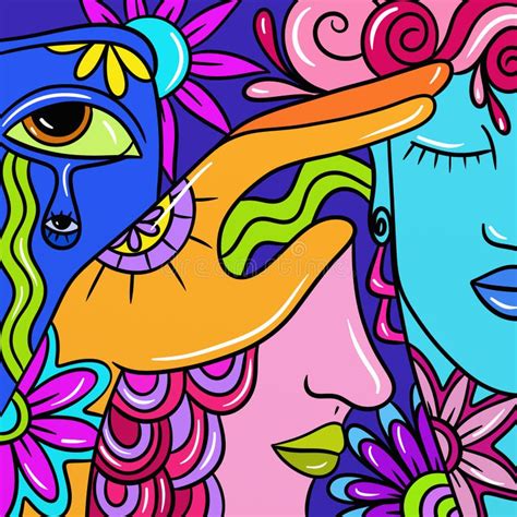 Abstract with Colorful Faces Stock Illustration - Illustration of ...