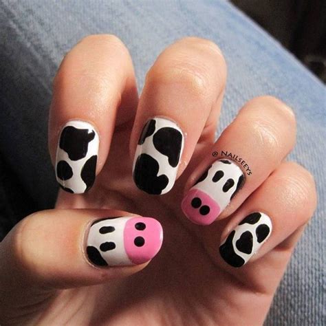 Cow Spots | Cutest Animal Nail Art Designs You'll Fall In Love With Farm Animal Nails, Animal ...