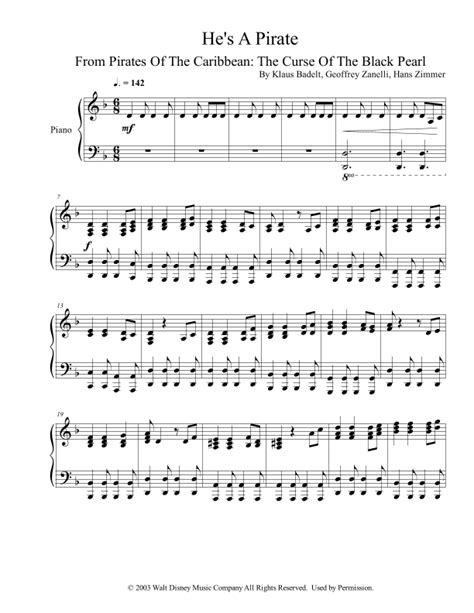 He's A Pirate (arr. Iván Díaz) Sheet Music | Geoffrey Zanelli | Piano Solo