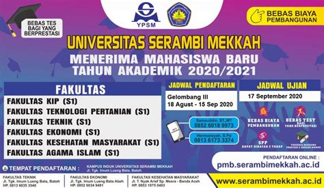 Kabar Gembira. Universitas Serambi Mekkah Buka Pendaftaran Mahasiswa Baru Gelombang III ...