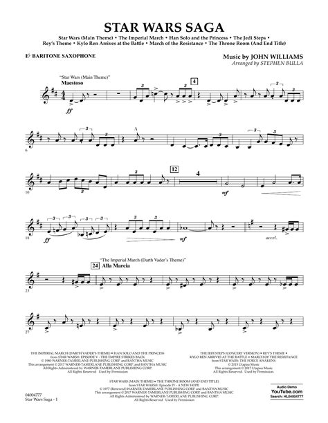 Star Wars Theme Song Alto Sax Sheet Music