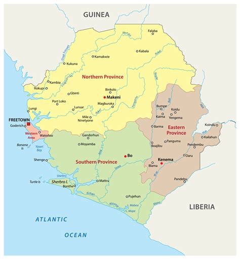 Map Of Sierra Leone Showing Districts