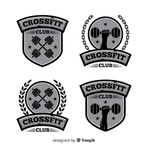 Free Vector | Flat design crossfit logo collection