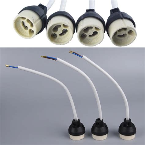 Ceramic GU10 Base Socket Adapter Wire Connector Porcelain Halogen GU10 Lamp Holder LampHolder ...