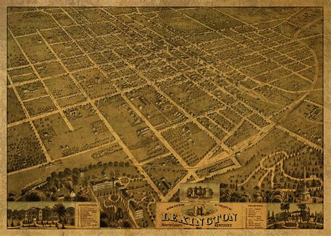 Lexington Kentucky Vintage City Street Map 1871 Mixed Media by Design Turnpike - Pixels Merch