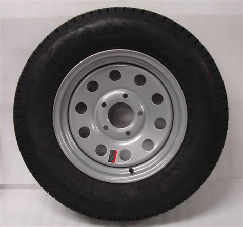 15" Silver Mod Trailer Wheel with Radial ST205/75R15 Tire Mounted (5x4 ...