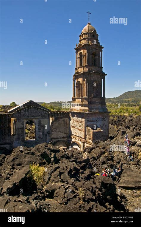 Church buried by Paricutin Volcano, San Juan, Mexico Stock Photo - Alamy