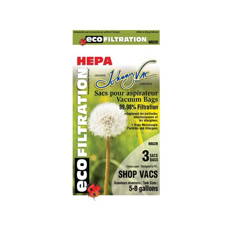 Hepa Microfilter Vacuum Bags 90532H - Shop Vac 5 to 8 Gallons - Pkg/3