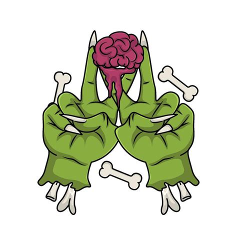 zombie brain in hand illustration 34525153 Vector Art at Vecteezy