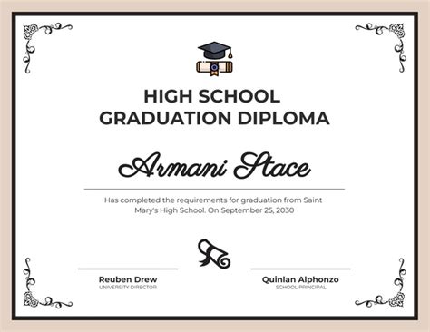 Classic High School Graduation Diploma Certificate Template - Venngage