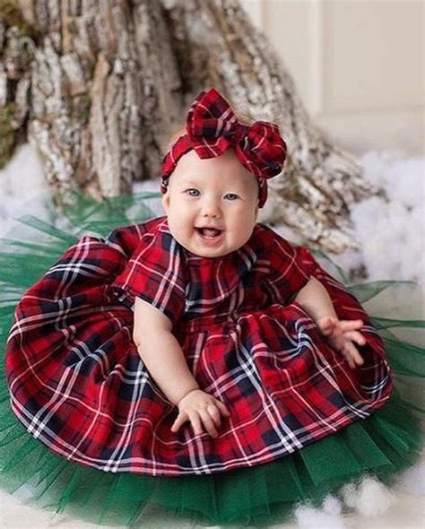 Infant Christmas dress red plaid baby girl dress with | Etsy